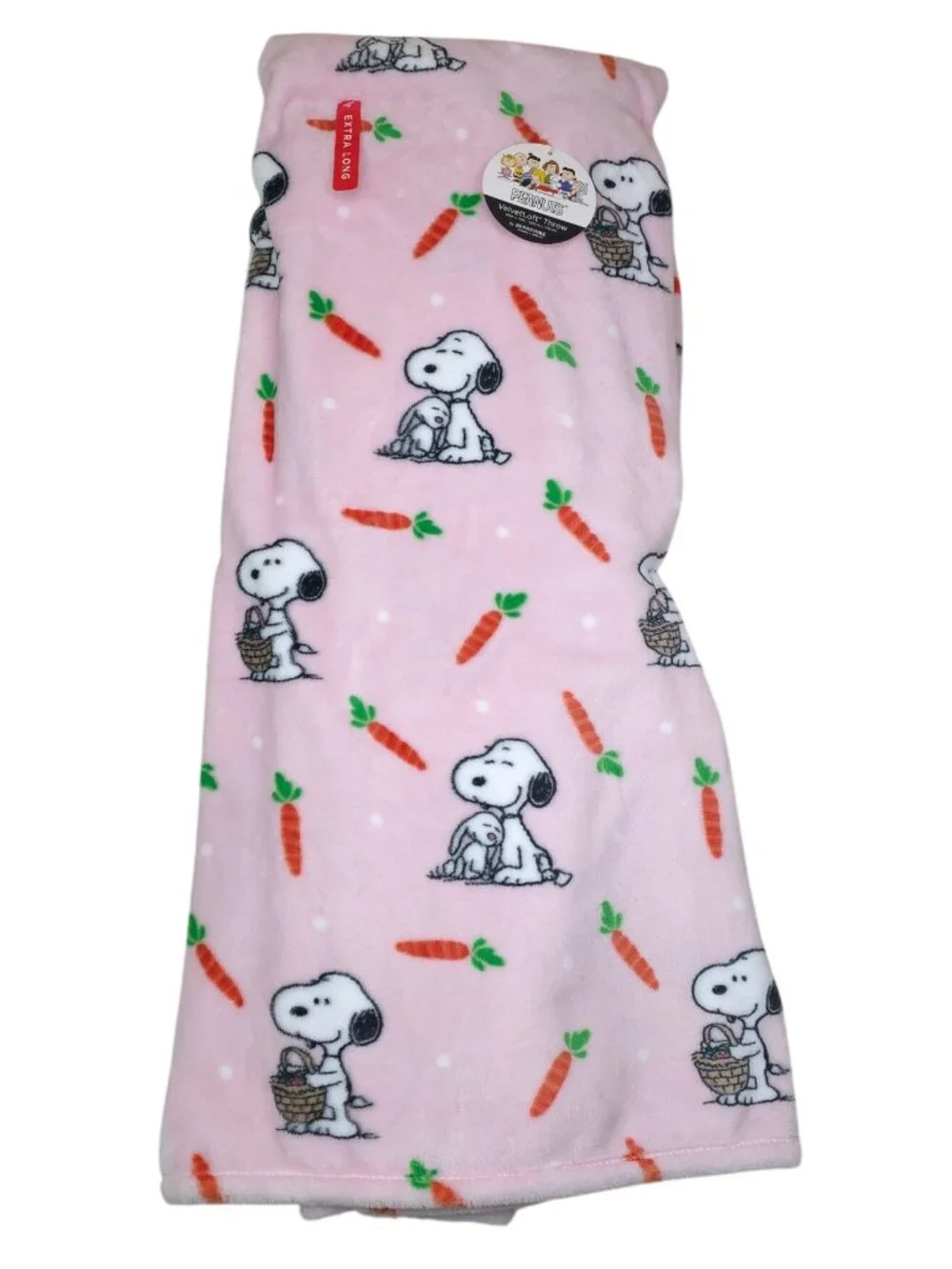 Peanuts VelvetLoft Snoopy & Carrots Plush Throw Blanket 60x70